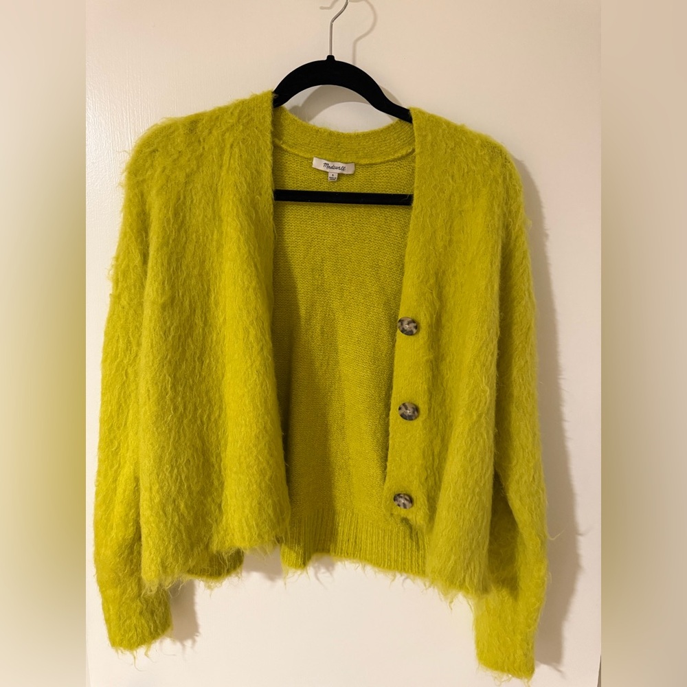 Madewell Chartreuse Button-Up Cardigan